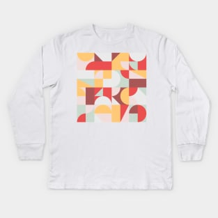 Mid Century Shapes N.10 / Retro Summer Evening Kids Long Sleeve T-Shirt